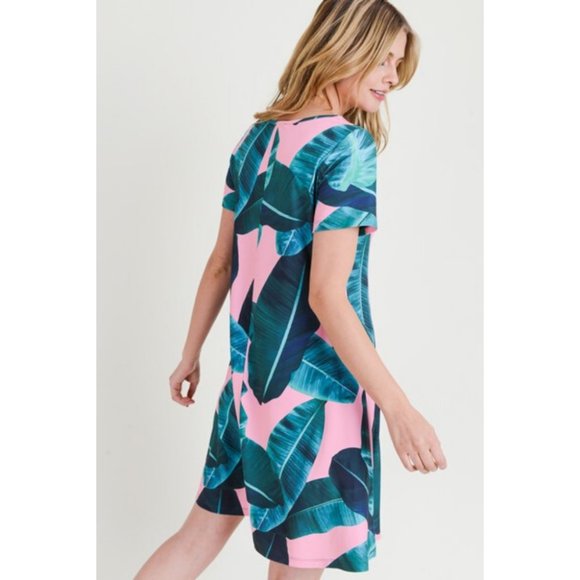 Women's Short Sleeve Summer Floral Soft Dress Pink - Picture 6 of 8